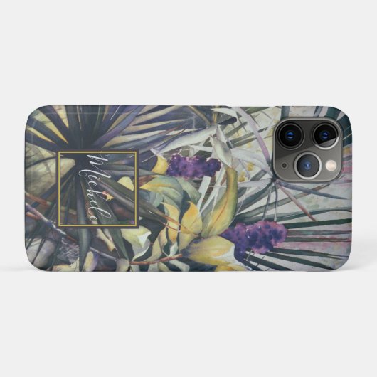 Monogram tropische palms Paarse hyacinths Case-Mate iPhone Case (Achterkant (horizontaal))