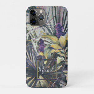 Monogram tropische palms Paarse hyacinths Case-Mate iPhone Case
