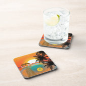 Monogram tropische paradijszee - Sunset Bier Onderzetter (Rechterzijde)