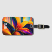 Monogram Tropische Paradise Flowers Bagagelabel (Voorkant (horizontaal))