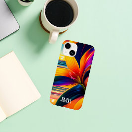 Monogram Tropische Paradise Flowers Case-Mate iPhone 14 Hoesje