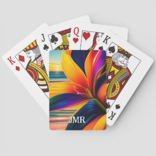 Monogram Tropische Paradise Flowers Pokerkaarten