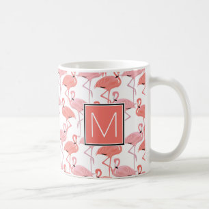 Monogram Tropische Roze Flamingoes Koffiemok