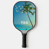 Monogram Tropische stralen met palmpalmen Pickleball Paddle (Achterkant)