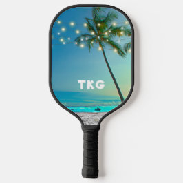 Monogram Tropische stralen met palmpalmen Pickleball Paddle