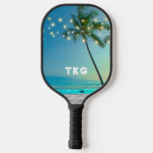 Monogram Tropische stralen met palmpalmen Pickleball Paddle (Achterkant)
