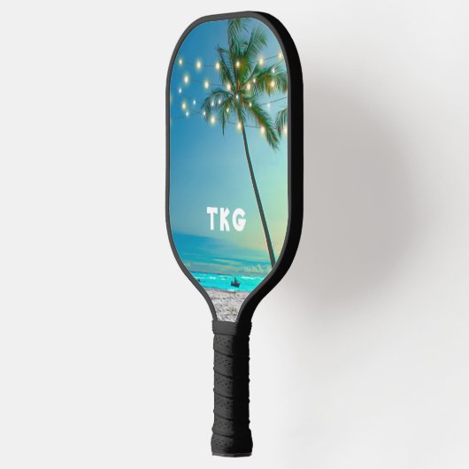Monogram Tropische stralen met palmpalmen Pickleball Paddle (Links)