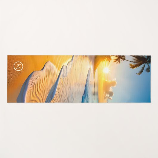 Monogram Tropische Strandgolven Zonsondergang Yogamat (Voorkant (horizontaal))