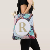 Monogram Tropische vormen Collage Pattern Canvas t Tote Bag (Dichtbij)