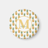 Monogram tropische Waterverf ananas Magneet (Voorkant)