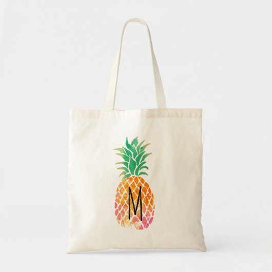 monogram tropische waterverf ananas tote bag (Voorkant)