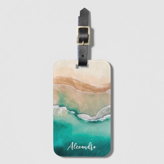 Monogram tropische Waterverf Bagagelabel (Voorkant (verticaal))