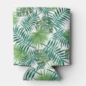 Monogram tropische waterverf palmbladeren blikjeskoeler (Achterkant)