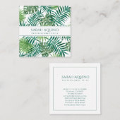 Monogram tropische Waterverf palmbladeren botanisc Vierkante Visitekaartje (Voorkant / Achterkant)