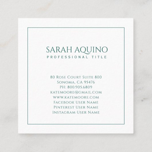 Monogram tropische Waterverf palmbladeren botanisc Vierkante Visitekaartje (Achterkant)