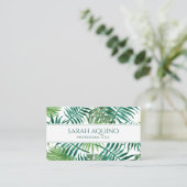 Monogram tropische Waterverf palmbladeren botanisc Visitekaartje (Staand voorkant)