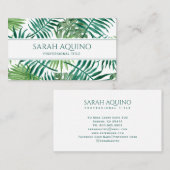 Monogram tropische Waterverf palmbladeren botanisc Visitekaartje (Voorkant / Achterkant)