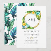 Monogram Tropische Zomer Strand Save The Date (Voorkant / Achterkant)