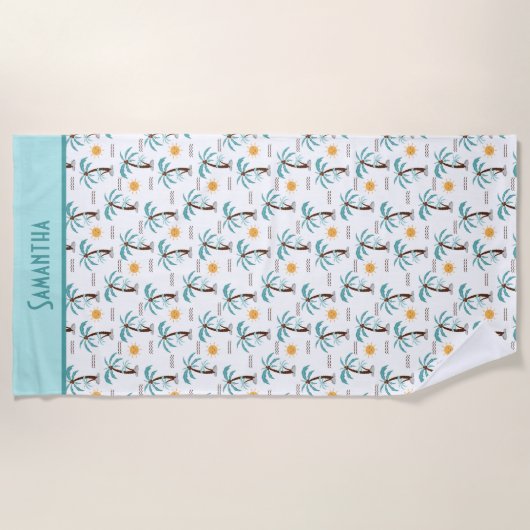 Monogram tropische zomerpalmen Zonnezonneschijn Bl Strandlaken (Voorkant)