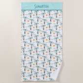 Monogram tropische zomerpalmen Zonnezonneschijn Bl Strandlaken (Voorkant)