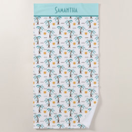 Monogram tropische zomerpalmen Zonnezonneschijn Bl Strandlaken