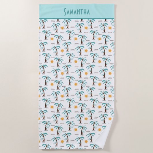 Monogram tropische zomerpalmen Zonnezonneschijn Bl Strandlaken (Voorkant)