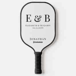 Monogram trouw bruidsjonker cadeau foto pickleball paddle