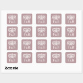 Monogram Trouw Ornate Bloem Roze Vierkante Sticker (Vel)