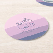 monogram trouw ronde kartonnen onderzetter (Gebogen)
