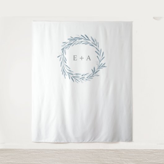 Monogram trouwachtergrond, fotorekwisiet, fotohokj wandkleed (Voorkant)