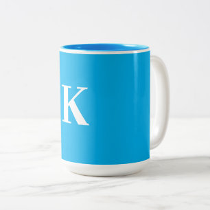 Monogram Trouwcadeau Party Favoriet Blauw Wit Naam Tweekleurige Koffiemok