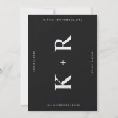 Monogram Trouwdag Modern Eenvoudig Zwart Save The Date (Voorkant)