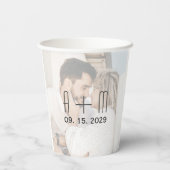 Monogram Trouwfoto Papieren bekers (Achterkant)