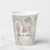 Monogram Trouwfoto Papieren bekers (Voorkant)