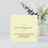Monogram Trouwkaart Cream Save the Date (Staand voorkant)