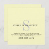 Monogram Trouwkaart Cream Save the Date (Voorkant / Achterkant)