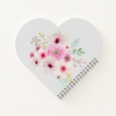 Monogram Trouwkoppel Roze Bloem Notitieboek (Achterkant)