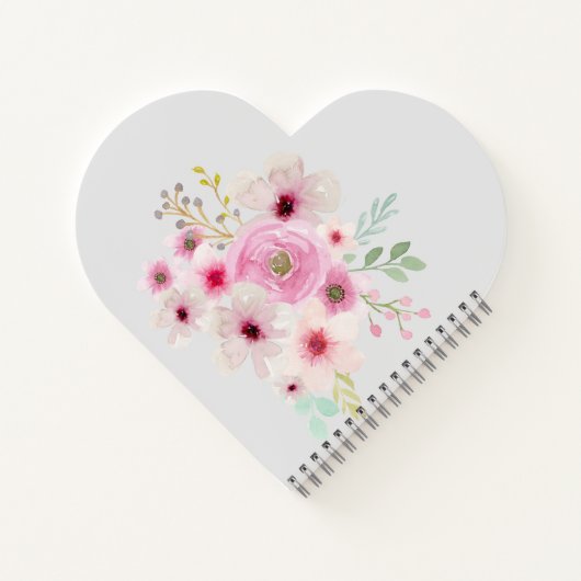 Monogram Trouwkoppel Roze Bloem Notitieboek (Achterkant)