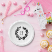 Monogram Trouwkrans Illustratie Papieren Bordje (Feest)