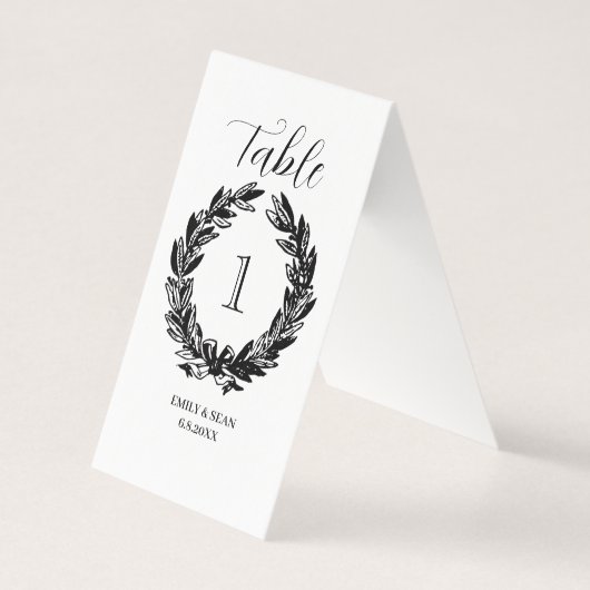 Monogram Trouwkrans Illustratie Tafelnummer (Voorkant)