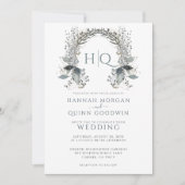 Monogram Trouwkrans Trouwen Kaart (Voorkant)