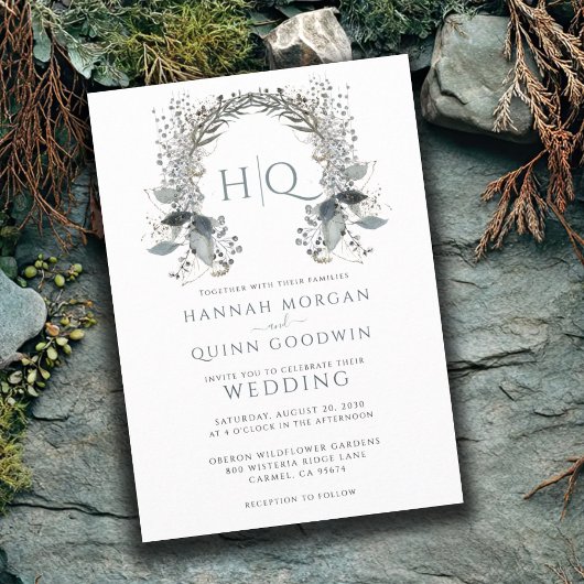 Monogram Trouwkrans Trouwen Kaart