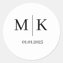 Monogram Trouwlabels | Feeststickers Ronde Sticker