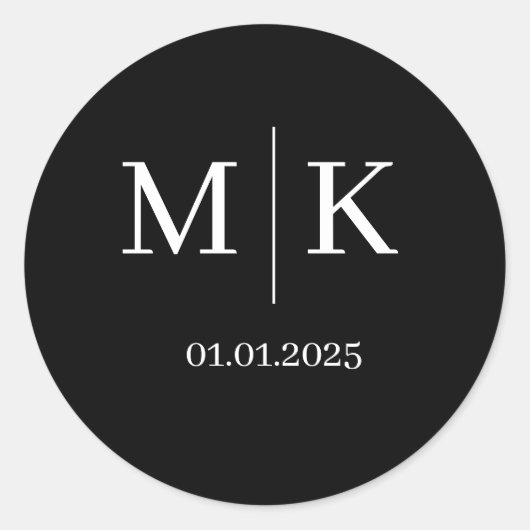 Monogram Trouwlabels | Feeststickers Ronde Sticker (Voorkant)