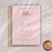 Monogram Trouwlogo Palmboom Save the Date Kaart