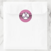 Monogram Trouwranden Pruim Ronde Sticker (Tas)