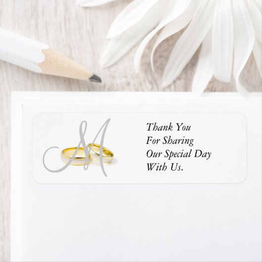 Monogram trouwringen dank u etiketten (Insitu)
