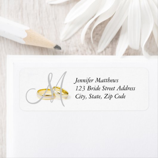 Monogram trouwringen retour adres labels (Insitu)