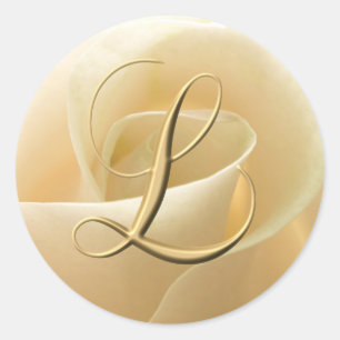 Monogram trouwstickers - letter L Ronde Sticker