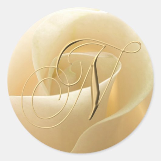 Monogram trouwstickers - letter N Ronde Sticker (Voorkant)
